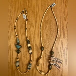 Vintage Jewelry Paco Designs Two Nice Necklaces Wood & Beads NEW with TAGS